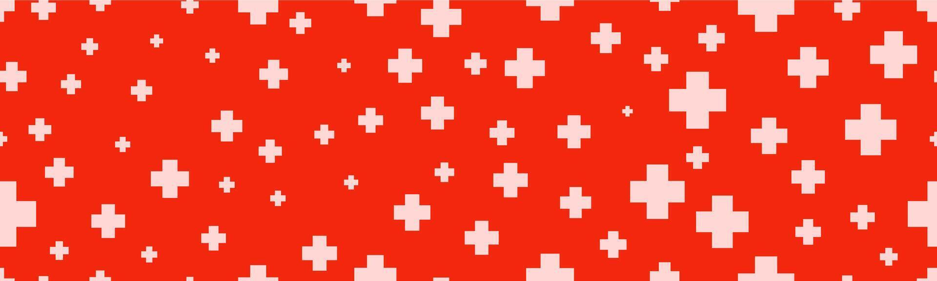 Seamless hospital background with plus symbols vector