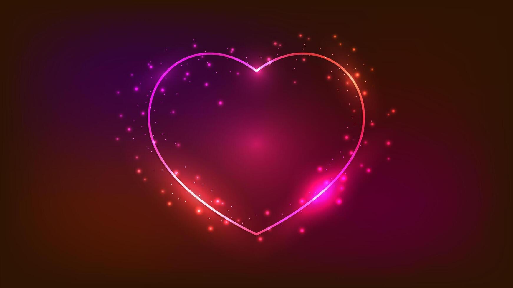 Neon frame in heart form with shining effects vector