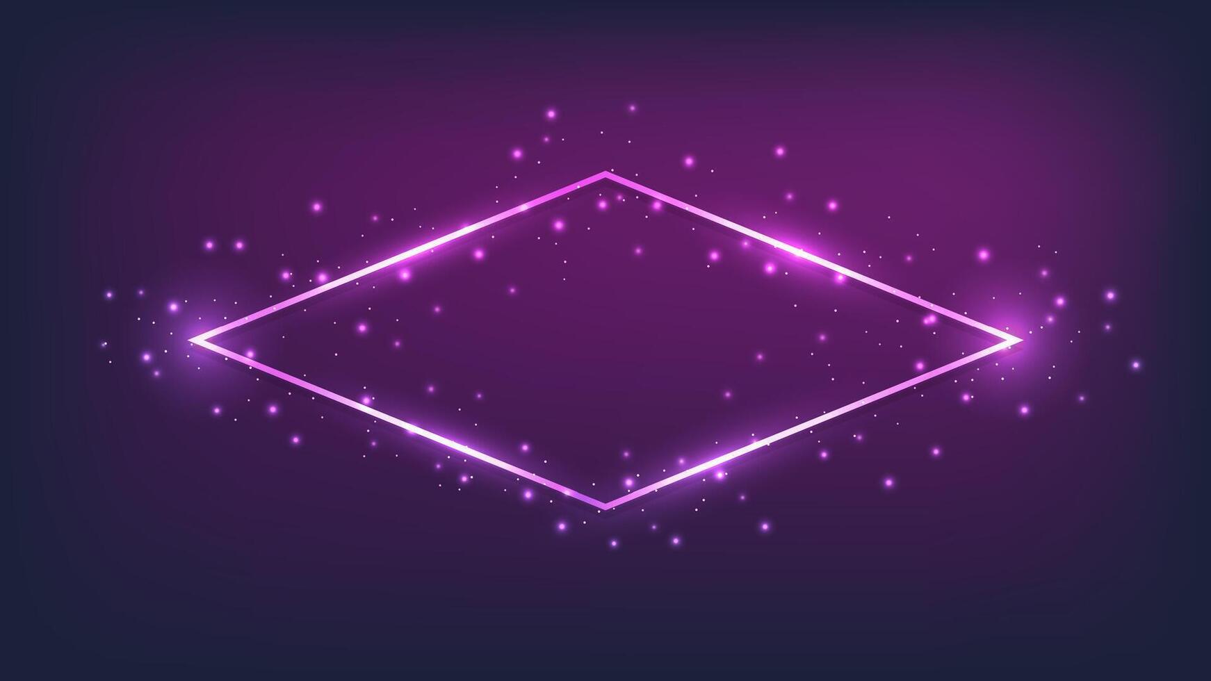 Neon rhombus frame with shining effects vector
