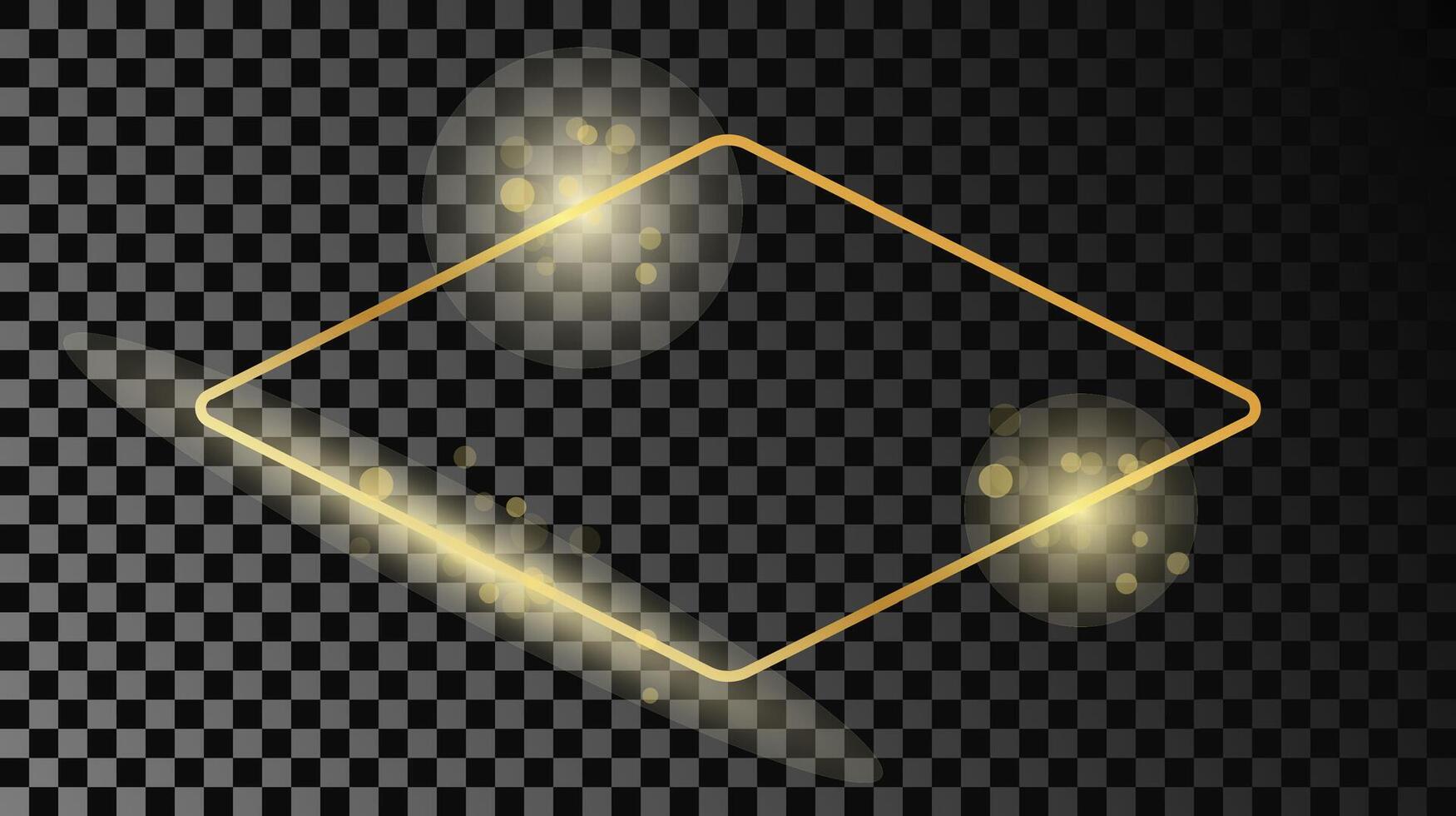 Gold glowing rounded rhombus shape frame vector