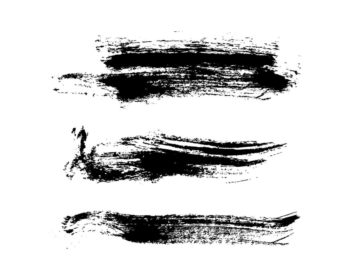 Set of black hand drawn brush strokes vector