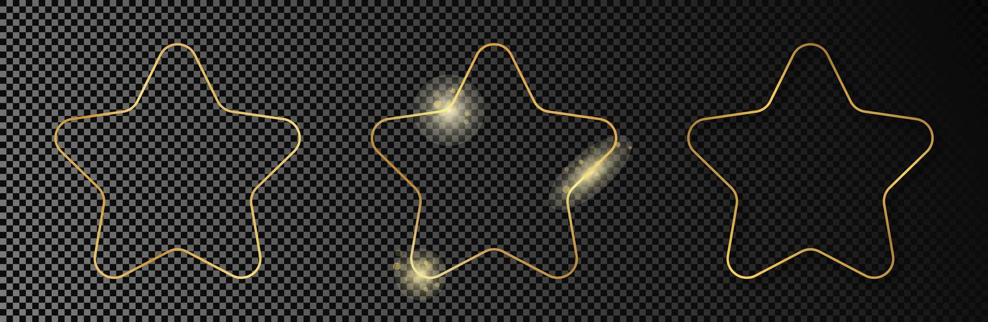 Gold glowing rounded star shape frame vector