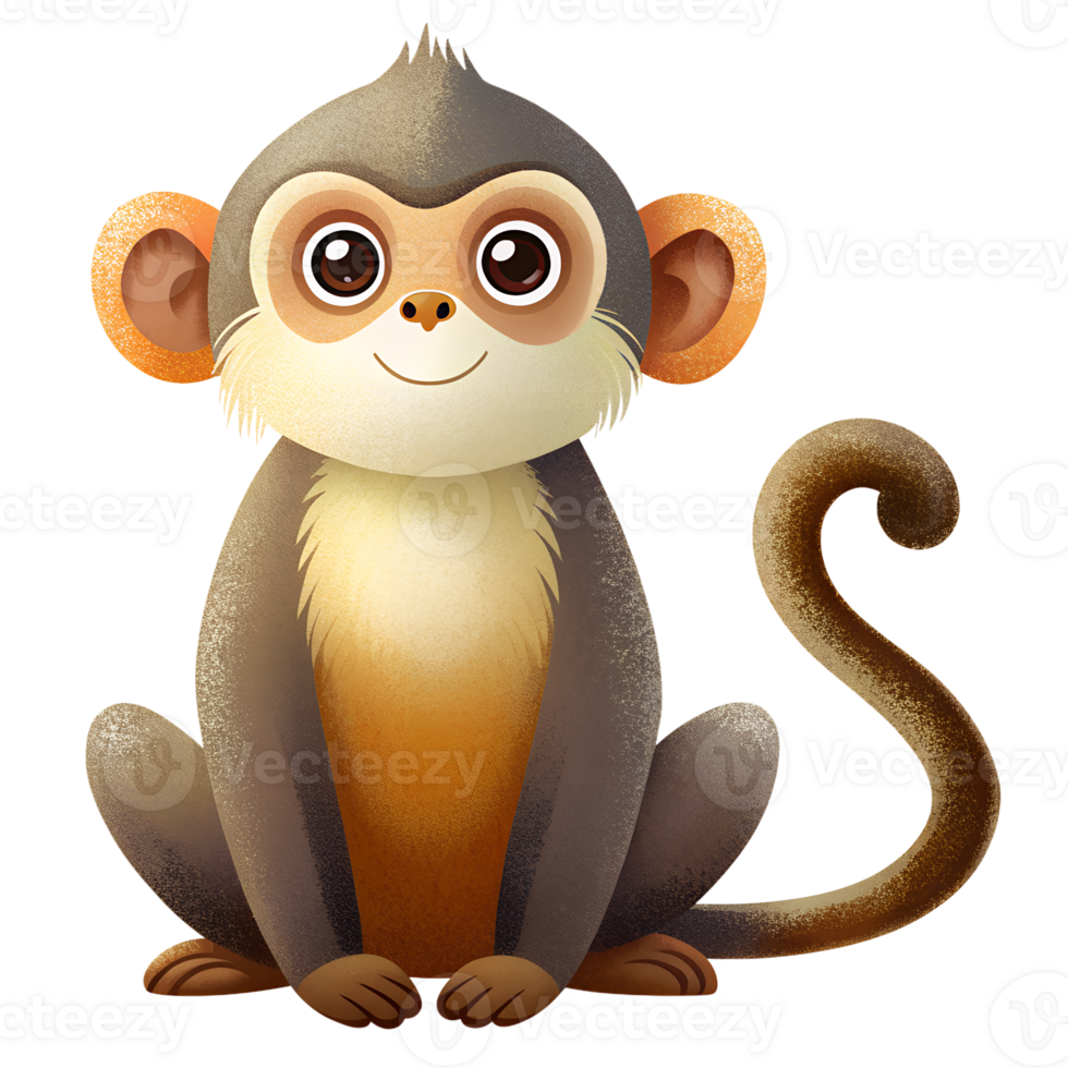 cartoon style, Monkey isolated on transparent background png