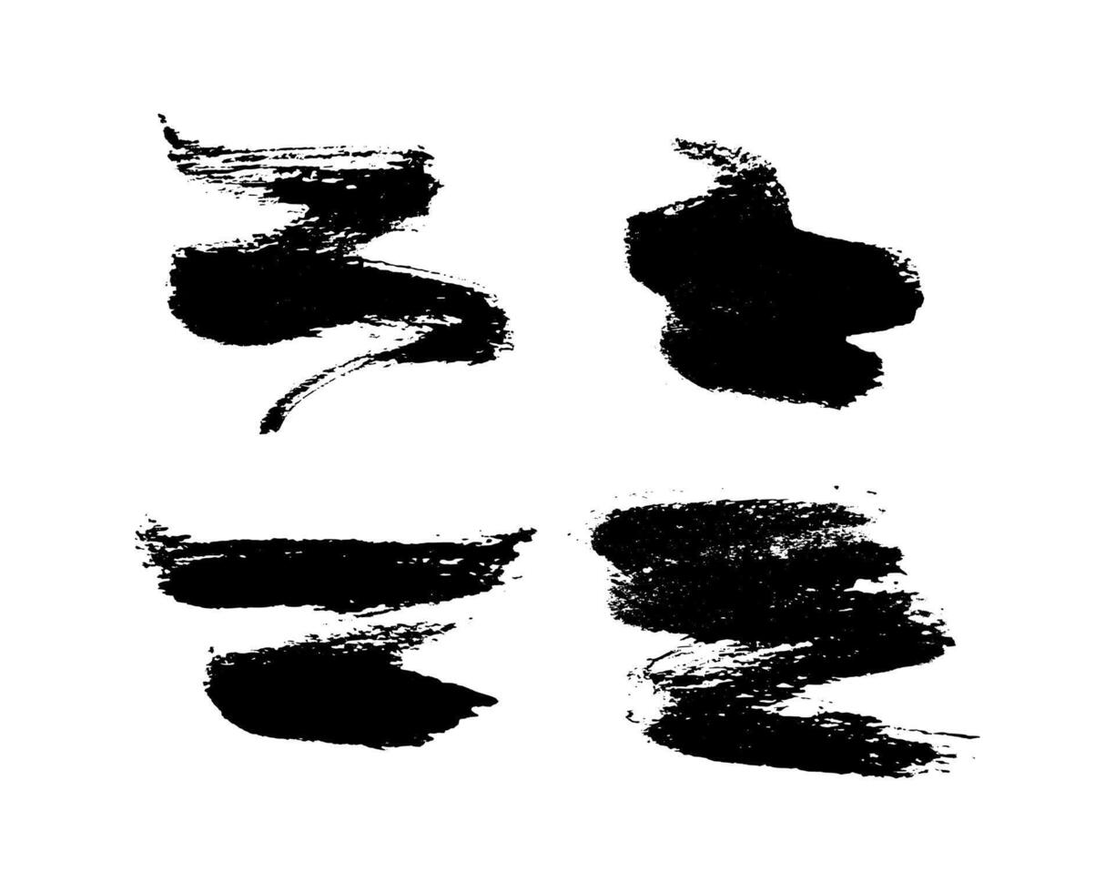 Set of black hand drawn brush strokes vector