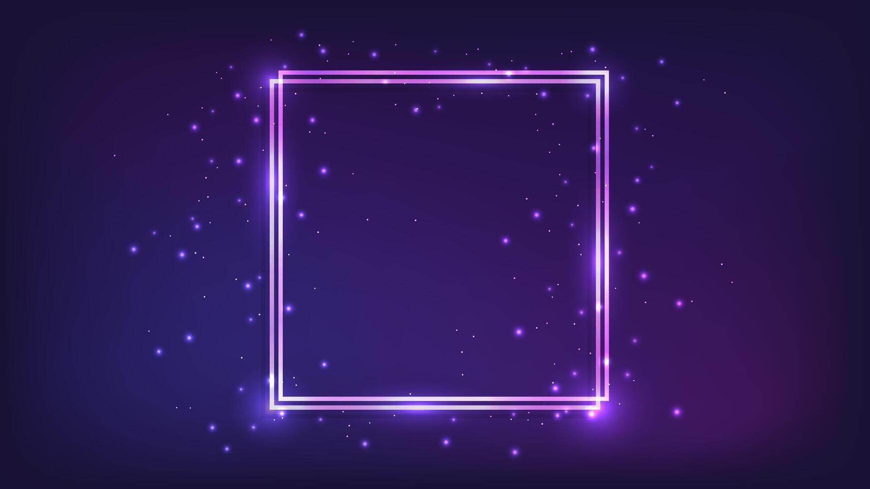 Neon double square frame vector