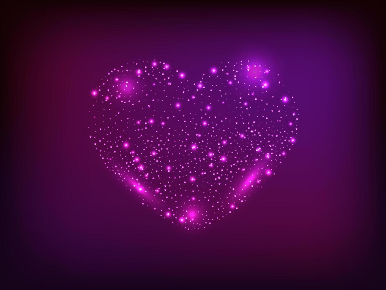 Neon heart on dark background vector