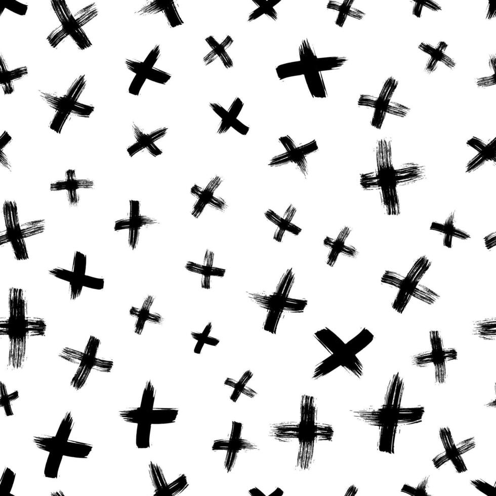 Seamless pattern with hand drawn cross symbols vector