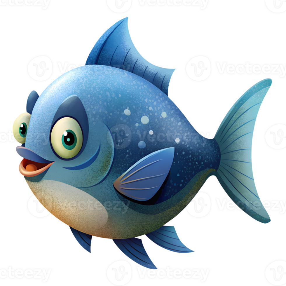 Cartoon style, Cute piranha swiming isolated on transparent background png