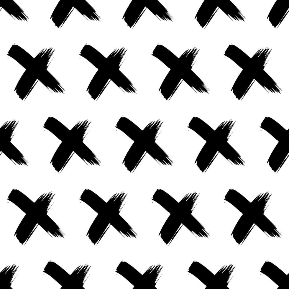 Seamless pattern with hand drawn cross symbols vector