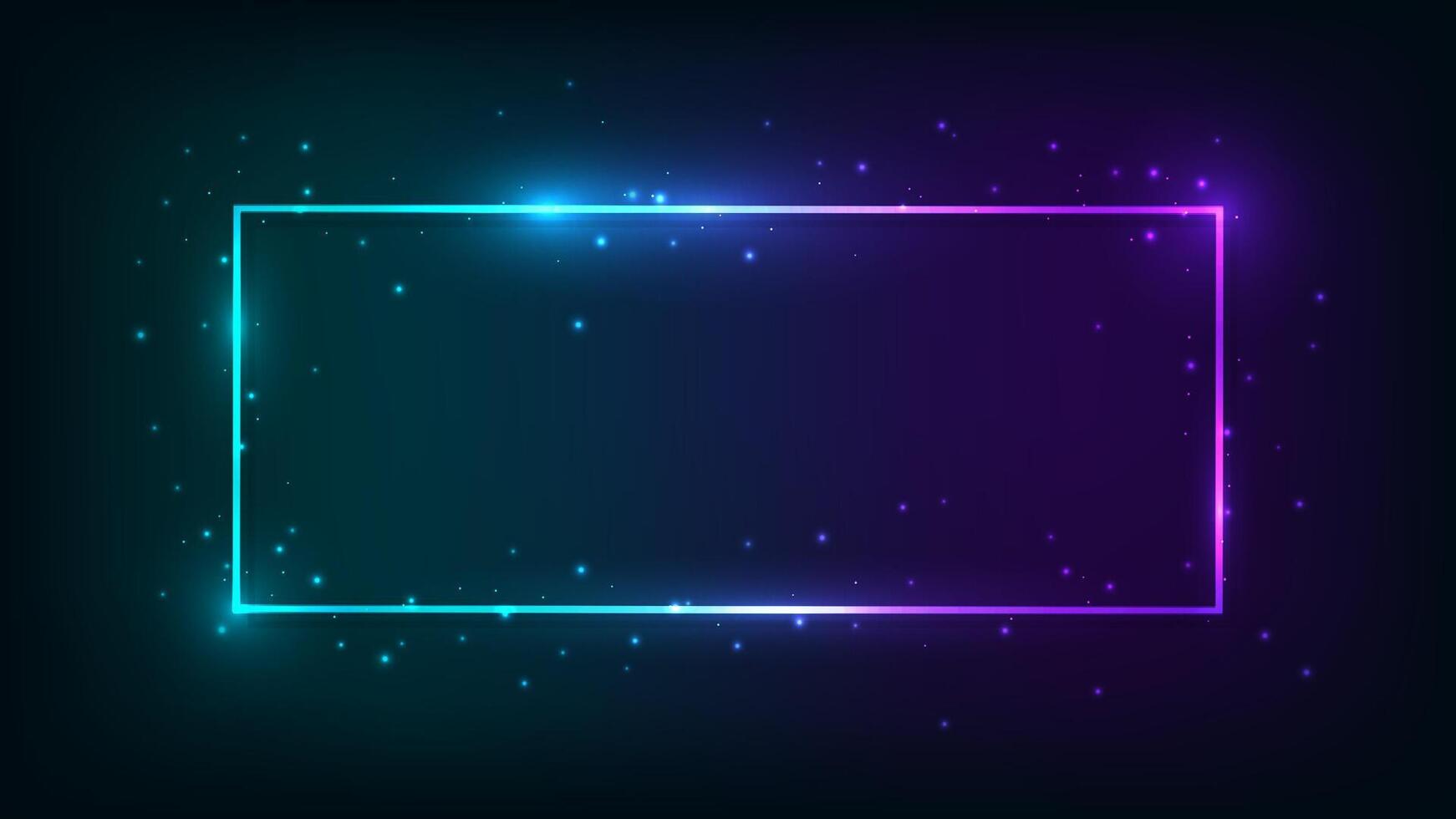 Neon rectangular frame with shining effects vector