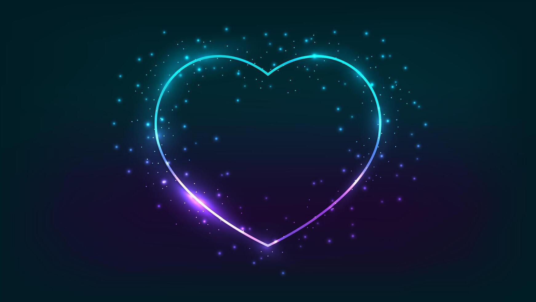 Neon frame in heart form with shining effects vector