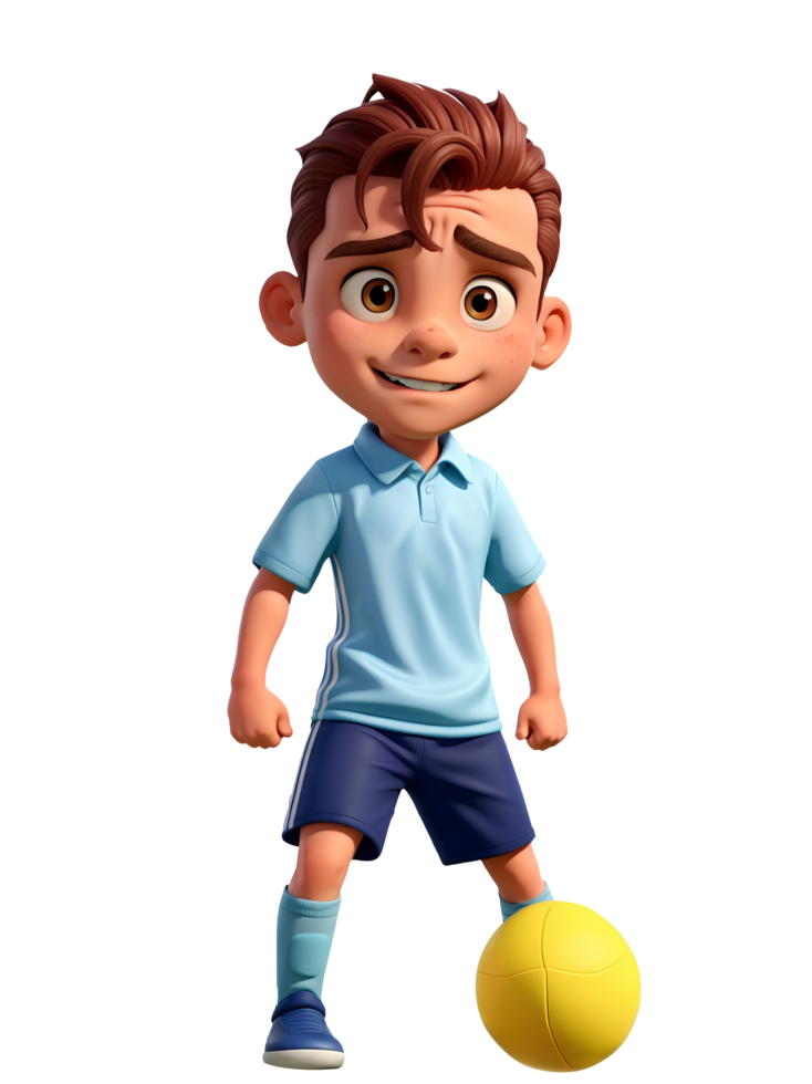 joven fútbol americano jugador chico en pie con pelota, 3d anime estilo aislado antecedentes png