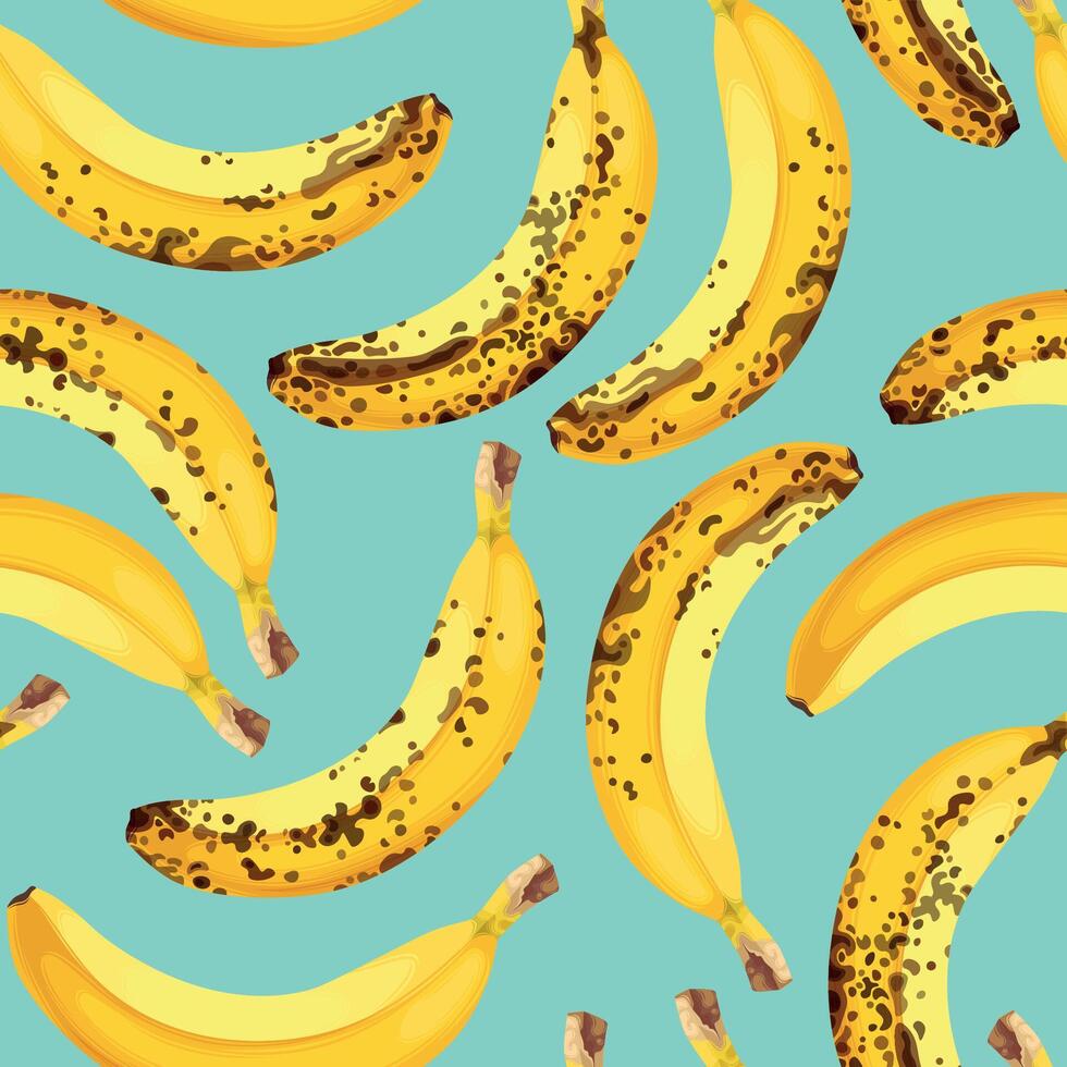 Seamless pattern of yellow bananas on a blue background. Yellow fruit. vector