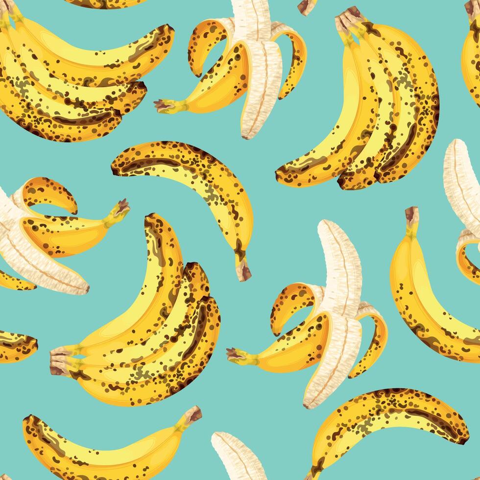 Seamless pattern of yellow bananas on a blue background. Yellow fruit. vector