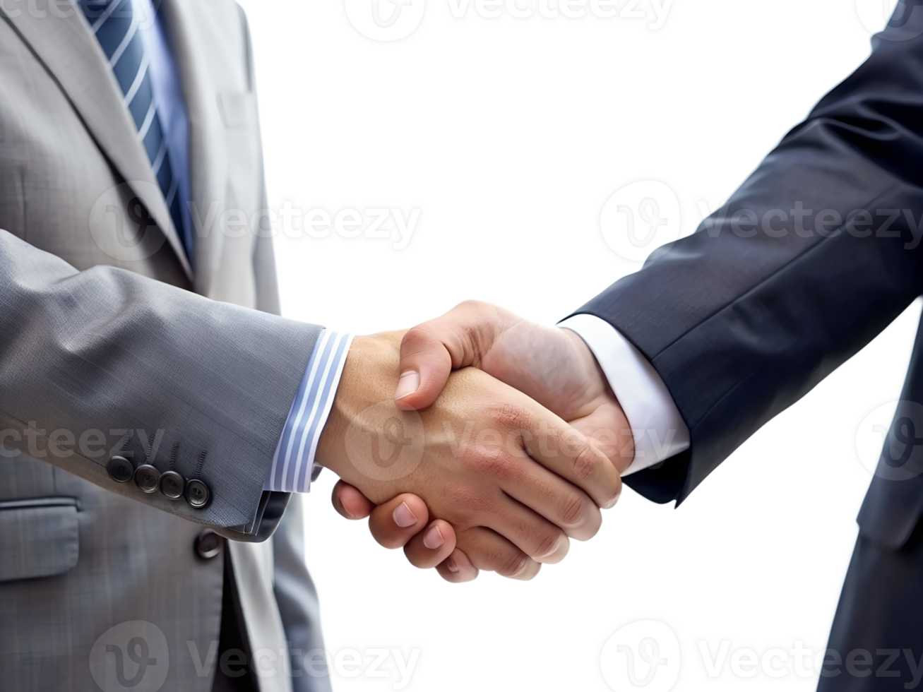 Close-up of businessmen's hands shaking hands, isolated on transparent background png
