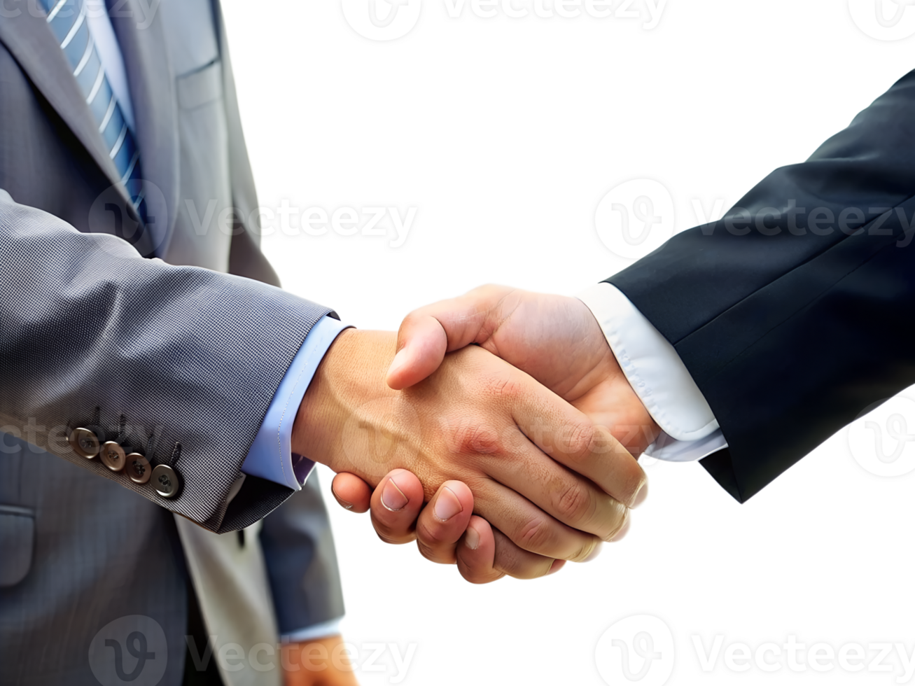 Close-up of businessmen's hands shaking hands, isolated on transparent background png