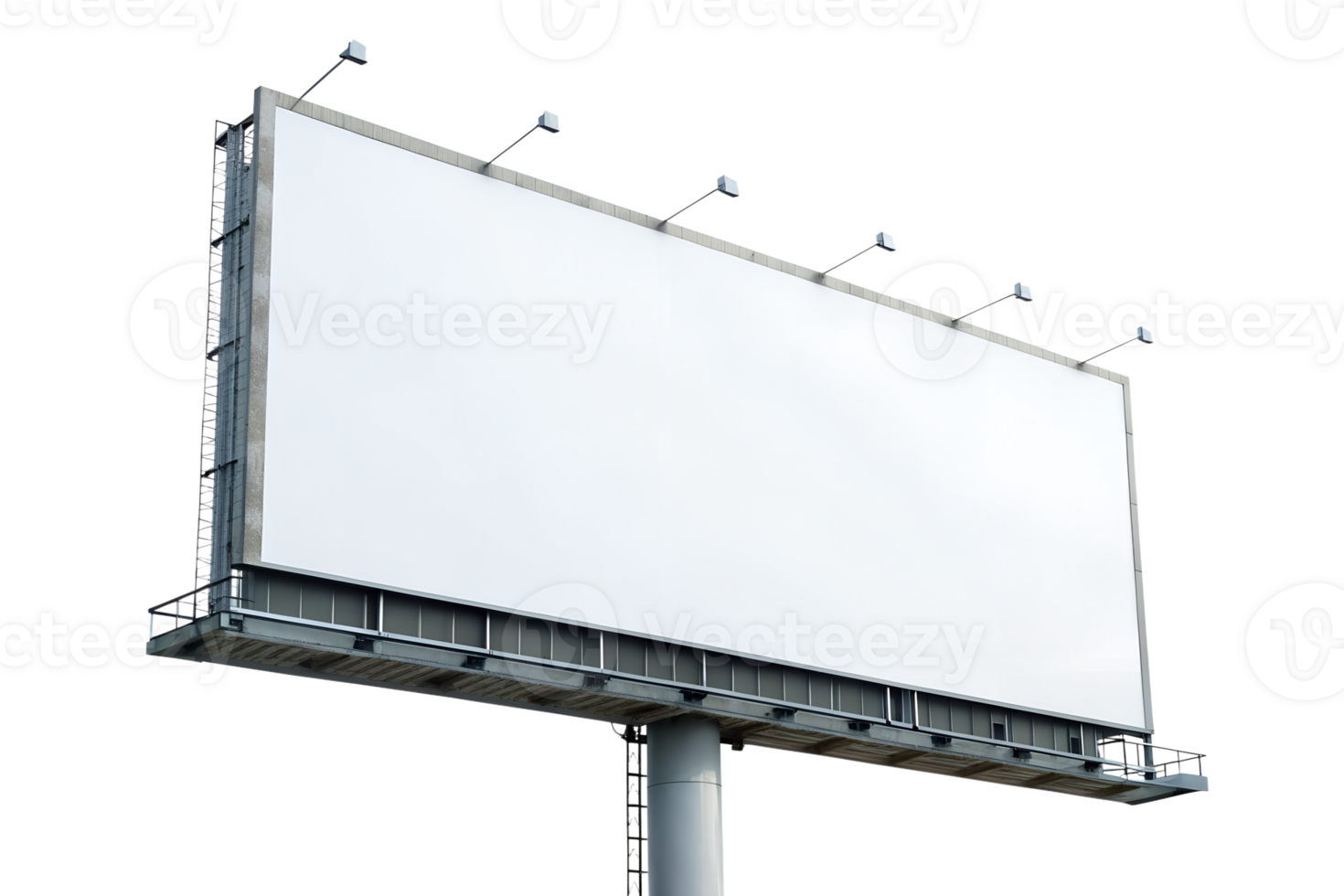 Large blank billboard isolated on transparent background png
