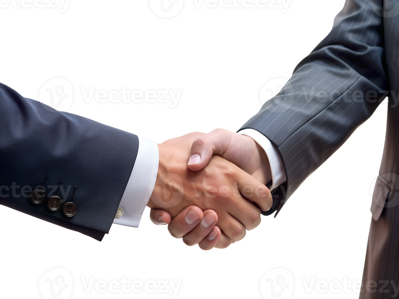 Close-up of businessmen's hands shaking hands, isolated on transparent background png