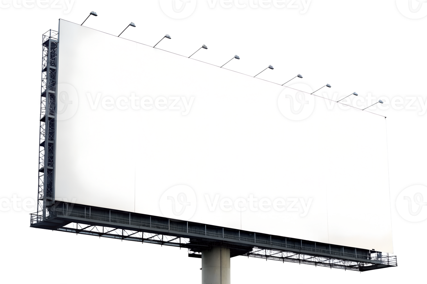 Large blank billboard isolated on transparent background png