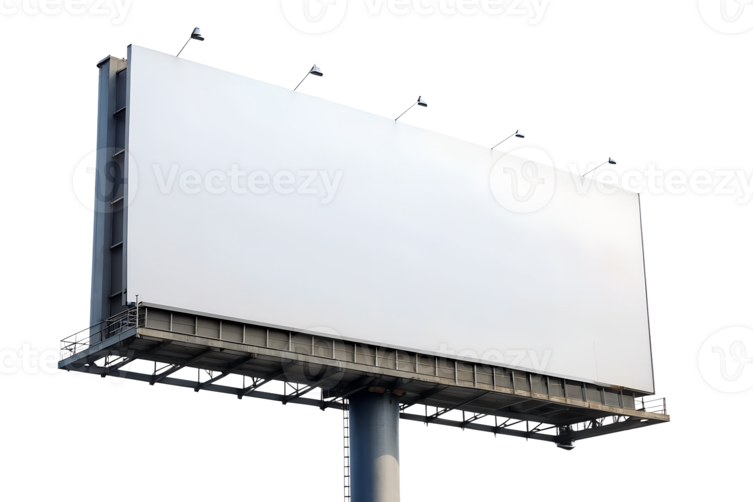 Large blank billboard isolated on transparent background png