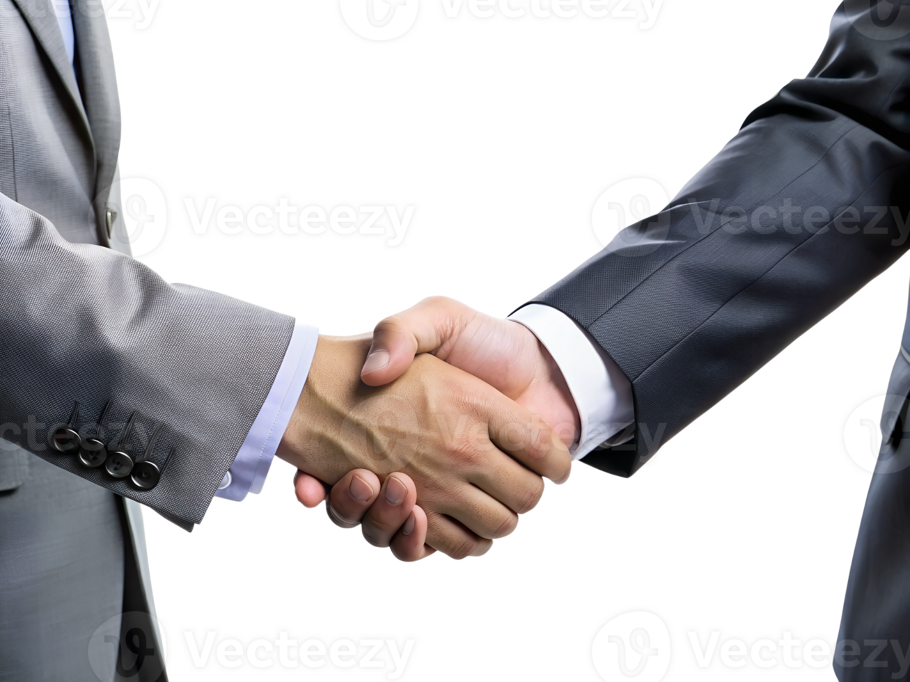 Close-up of businessmen's hands shaking hands, isolated on transparent background png