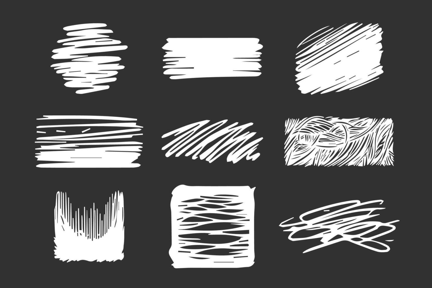 conjunto de mano dibujado blanco cepillos cepillo trazos tinta salpicaduras vector