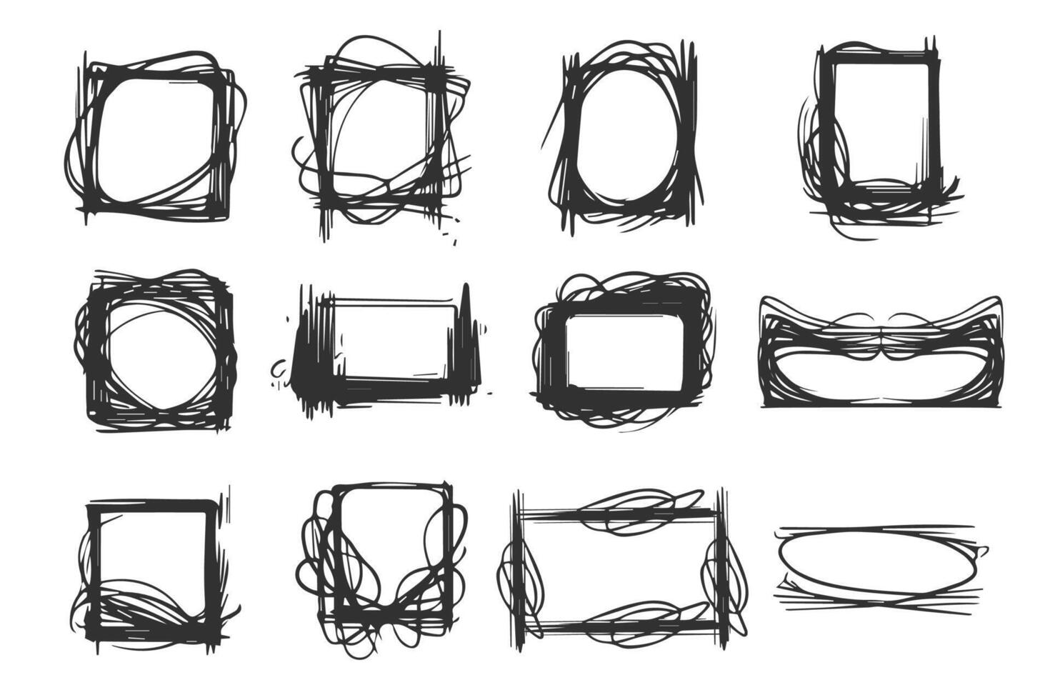 Hand drawn scribble rectangular frames vector