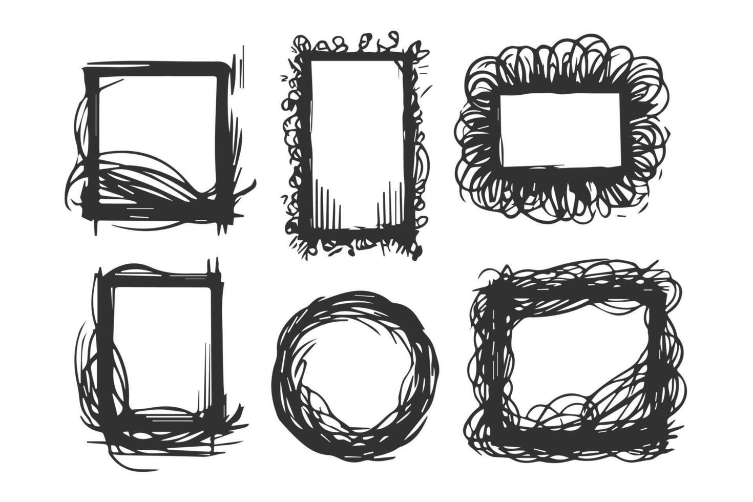 Set hand drawn scribble different frames vector