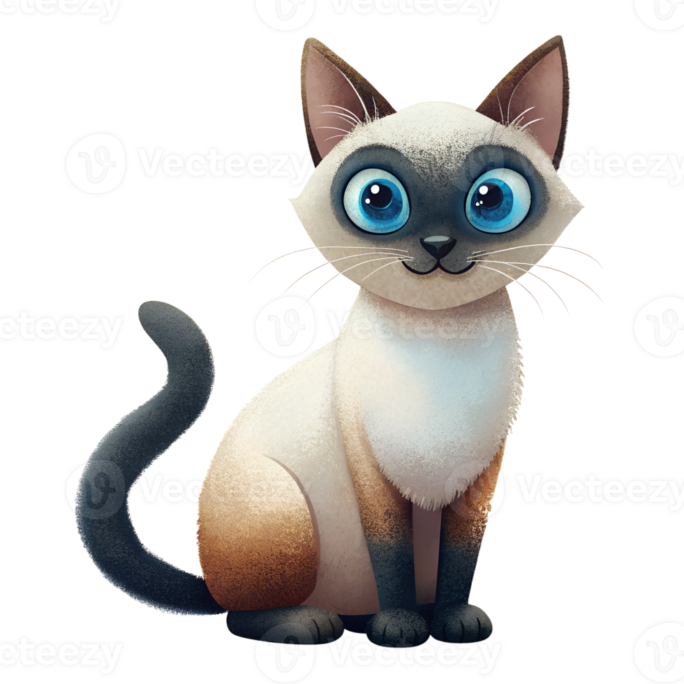 Cute Siamese cat, isolated on transparent background png