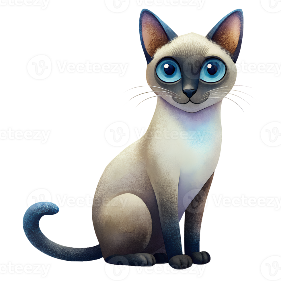 Cute Siamese cat, isolated on transparent background png