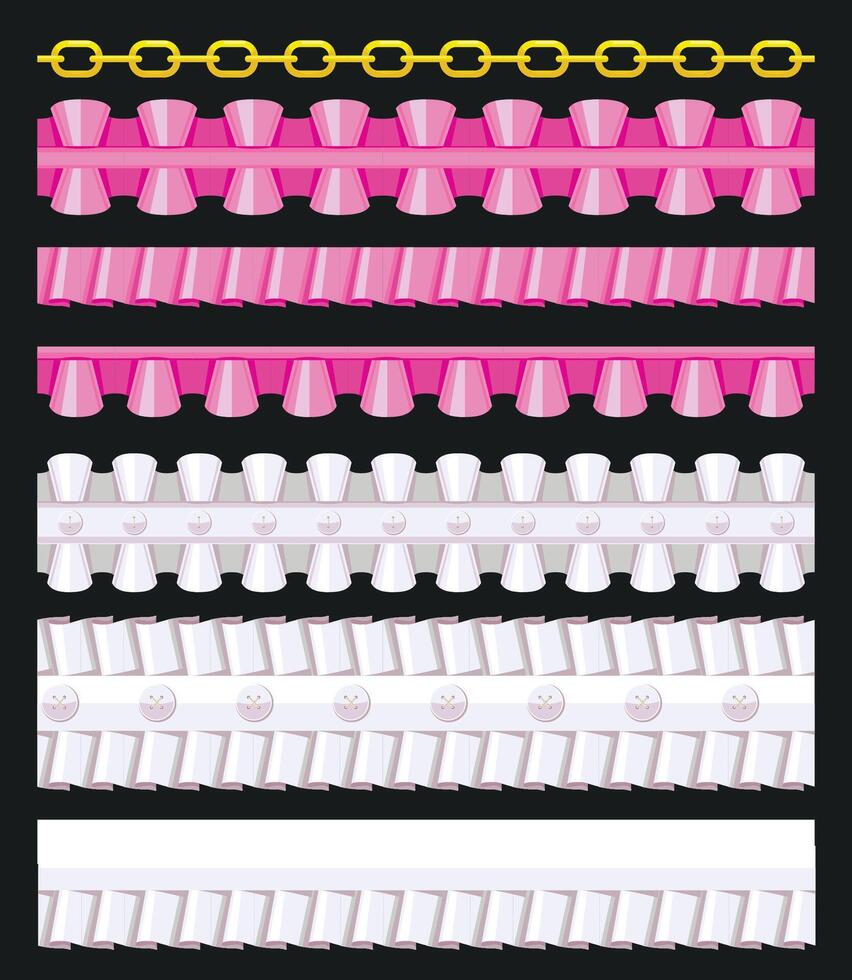 Set of sewing brushes ruffles vector