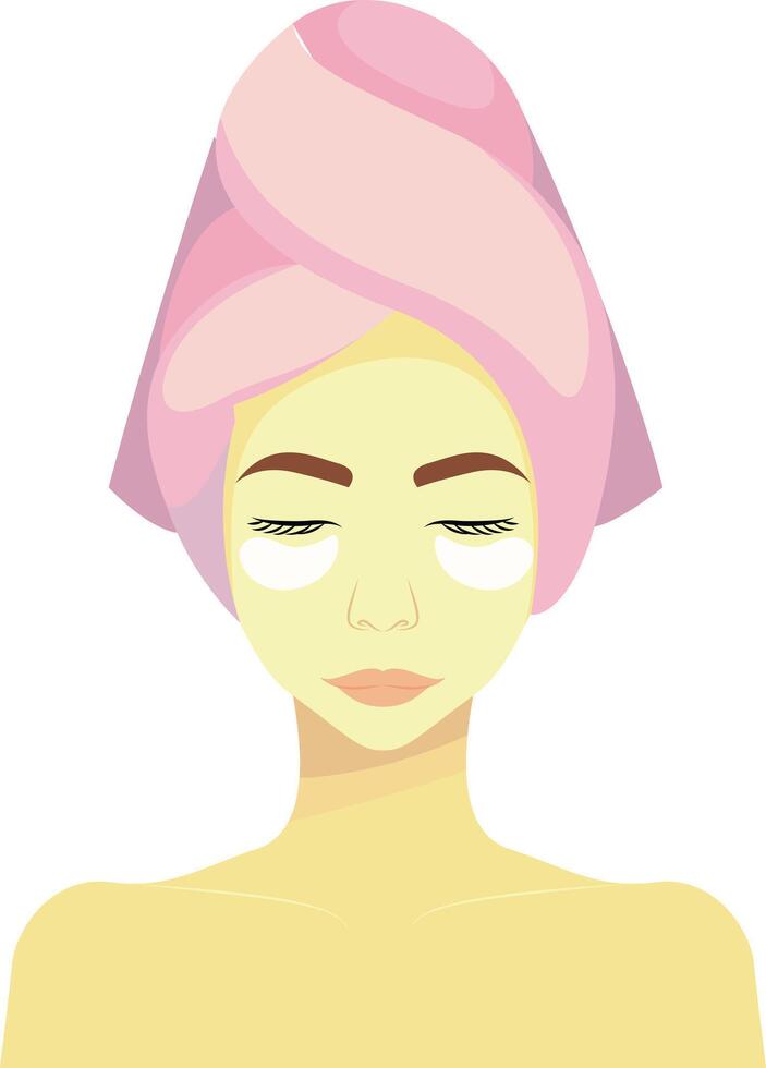 Woman with blanket on head with eye patches vector