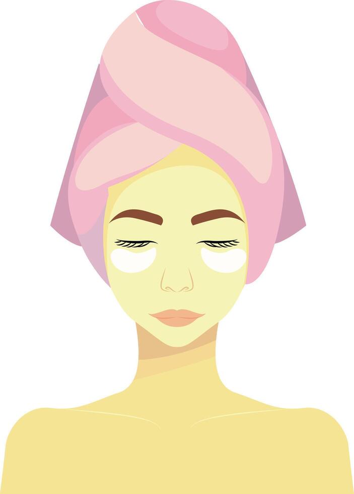 Woman with blanket on head with eye patches vector