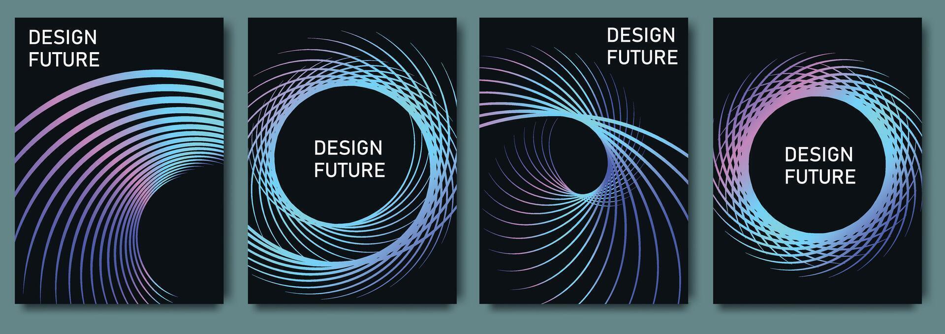 Posters template for presentation flyer, brochure cover design, infographic report. Future technology. Cyberpunk, retrofuturism, vaporwave concept. Sci-fi user interface with graphic geometric shapes vector