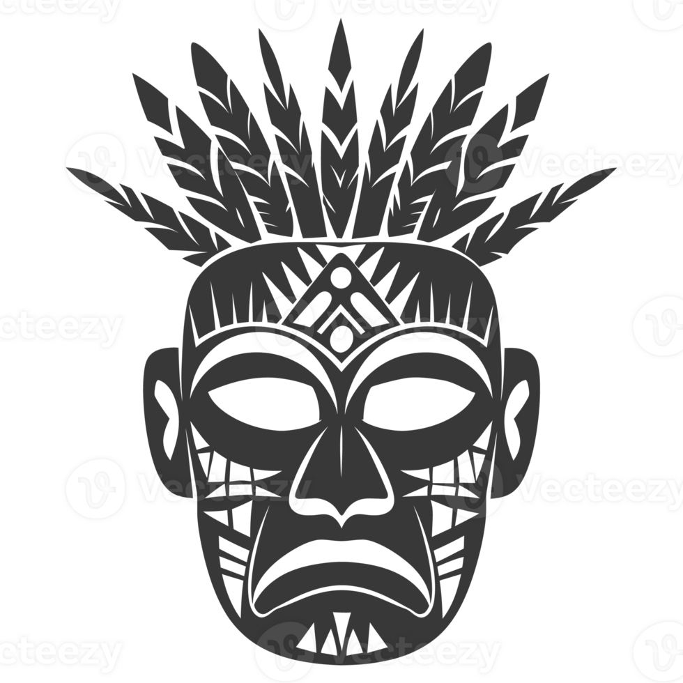 silhouette hawaïen masque noir Couleur seulement png