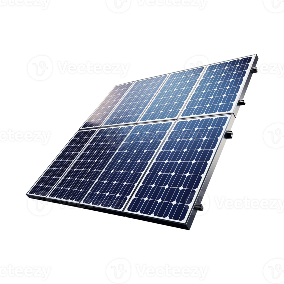 3d rendering solar power panel on transparent background png