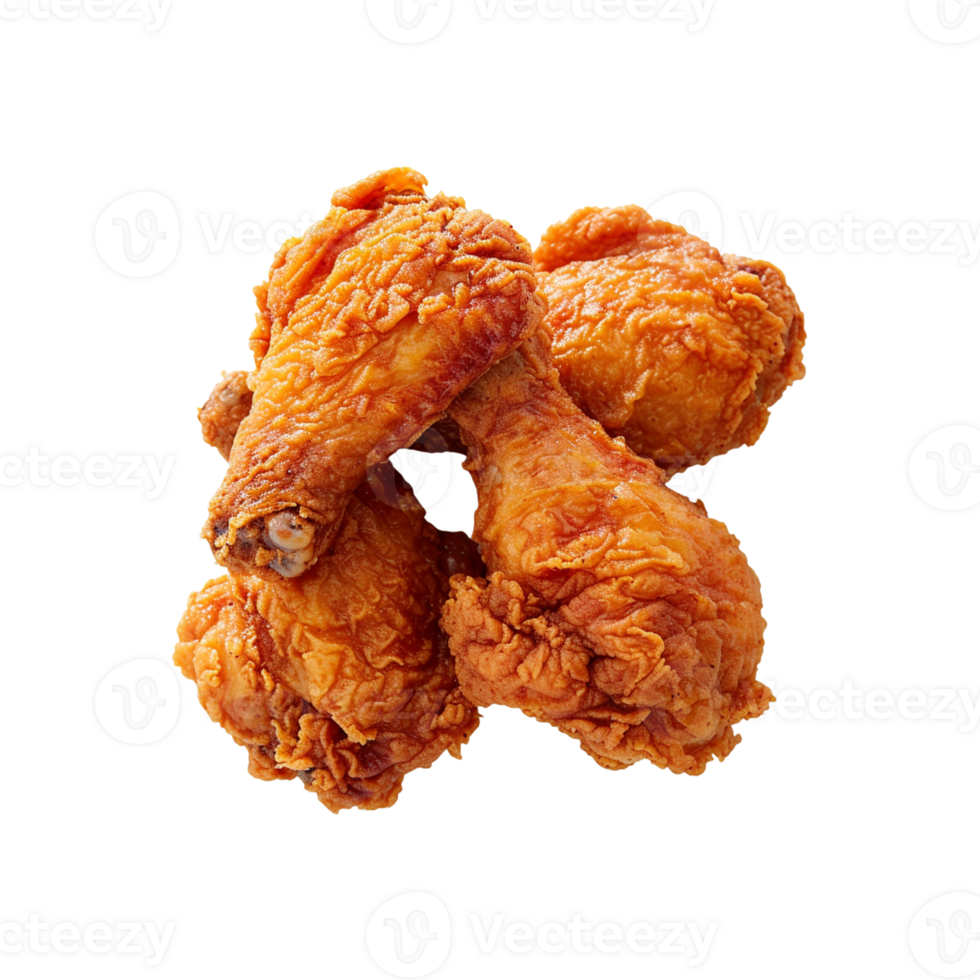 Fried chicken with french fries on transparent background png