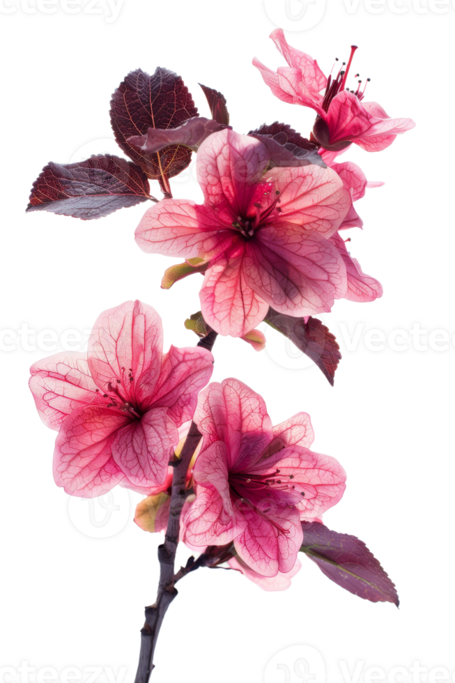 Portrait beautiful pink flower with leaf on transparent background png