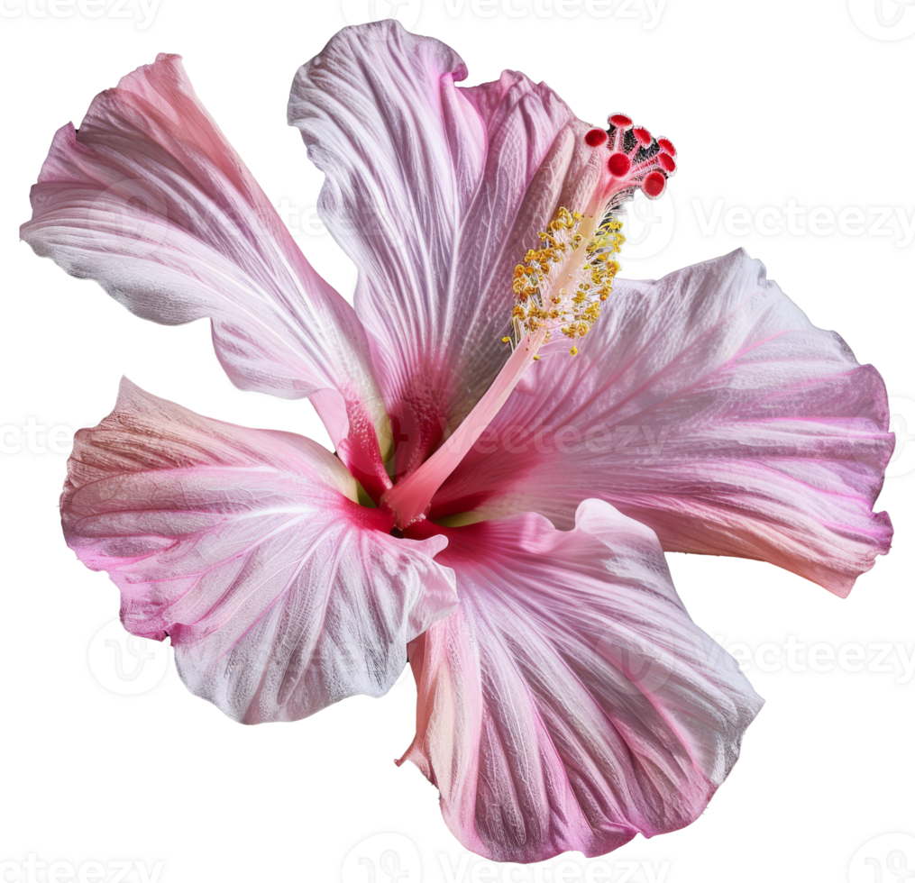 Portrait pink Hibiscus flower on transparent background png