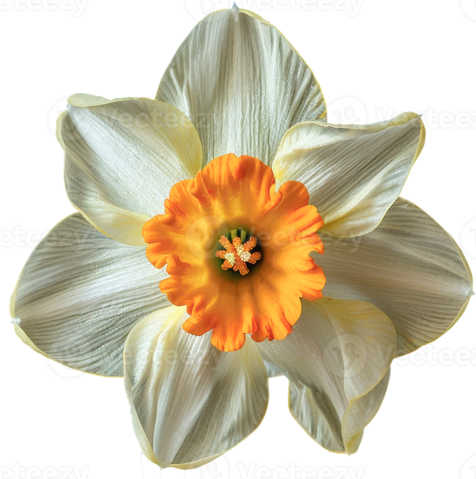 Portrait White Daffodil flower on transparent png