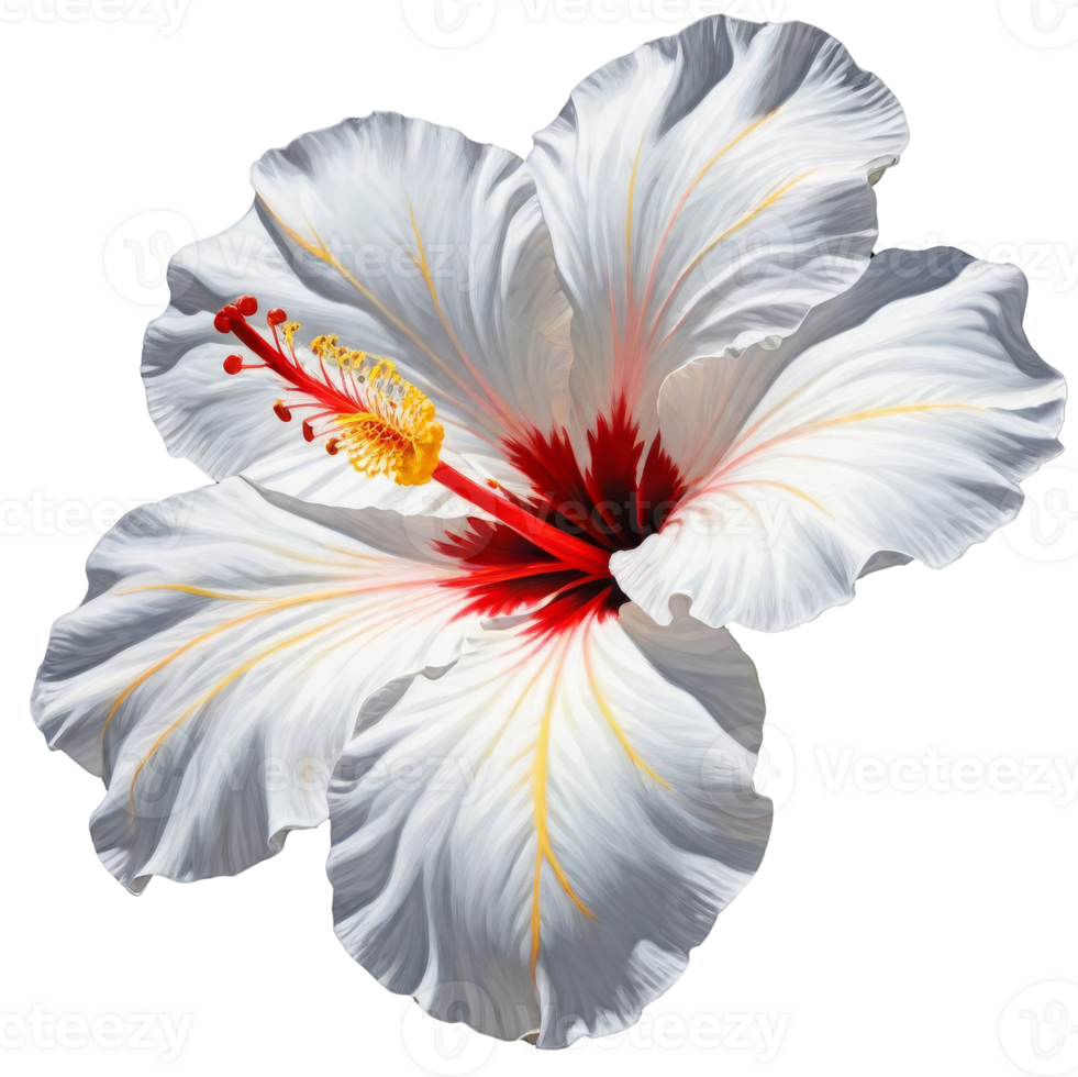 Portrait white Hibiscus Rosa Flower on transparent background png