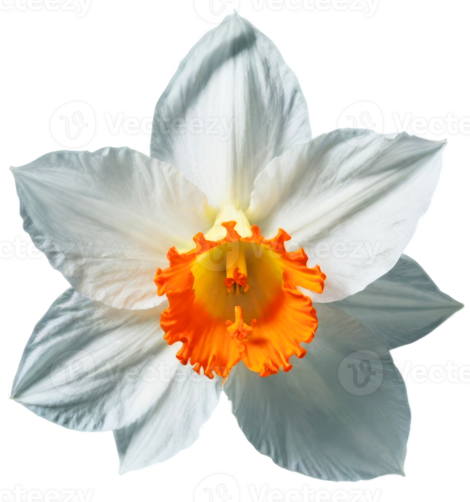 Beautiful white Daffodil flower on transparent background png