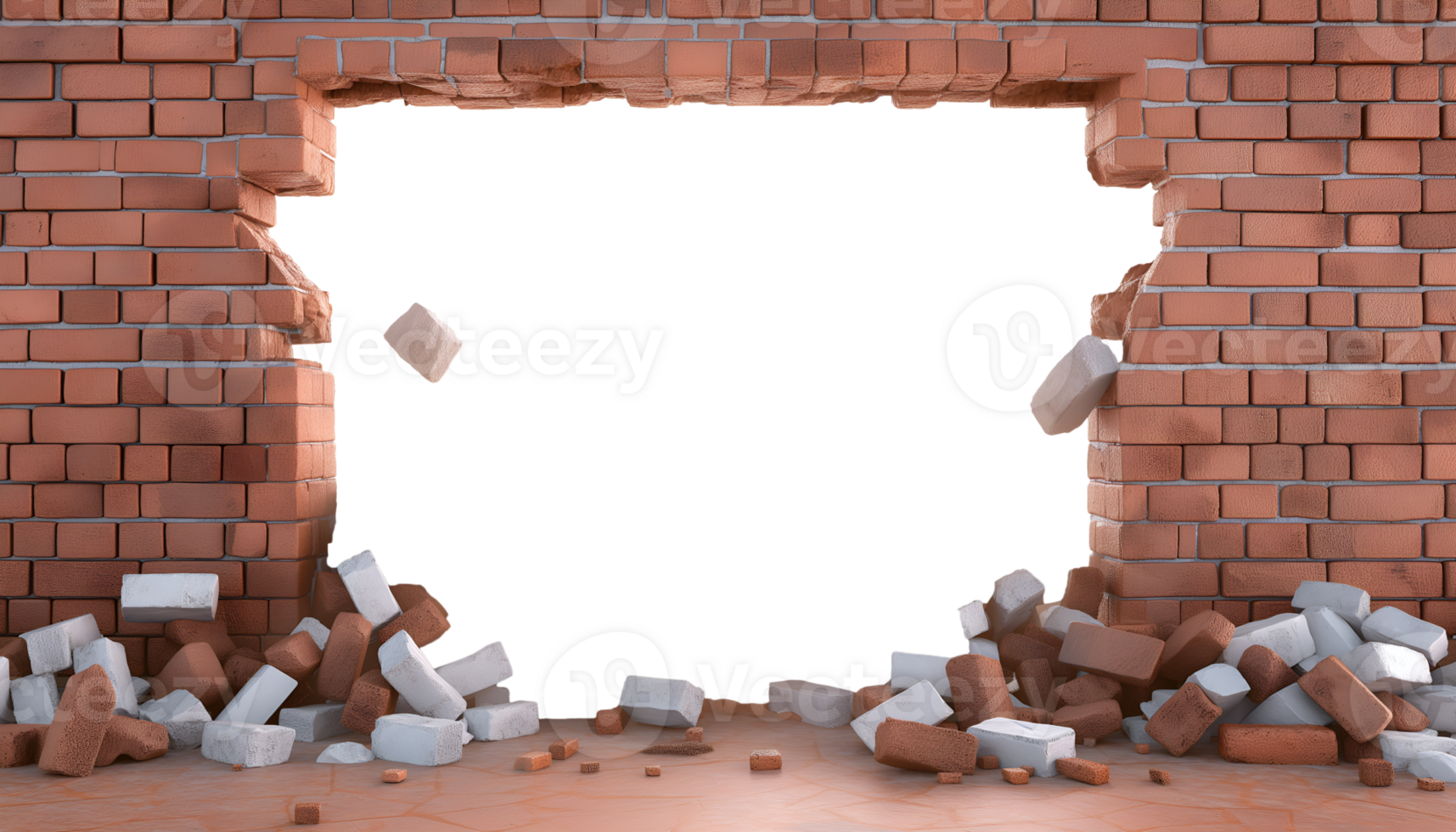 Hole in the brick wall, texture background png
