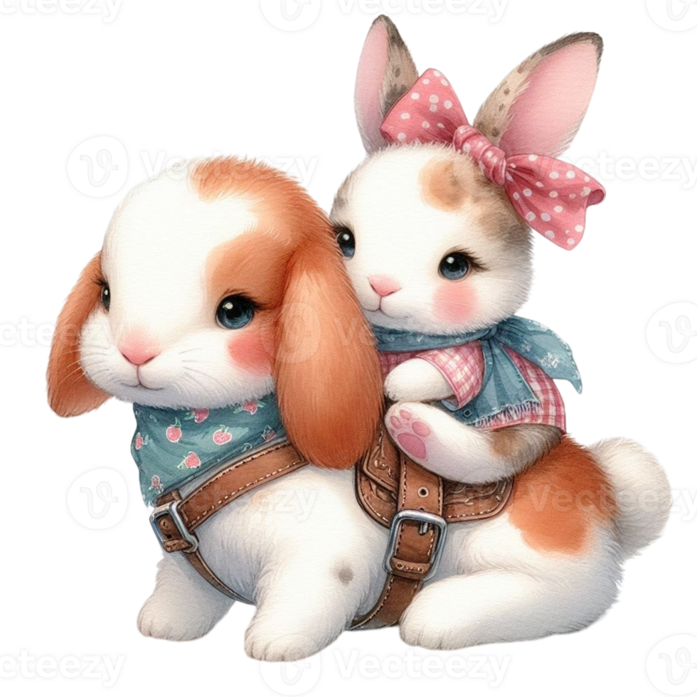 two cute rabbits png