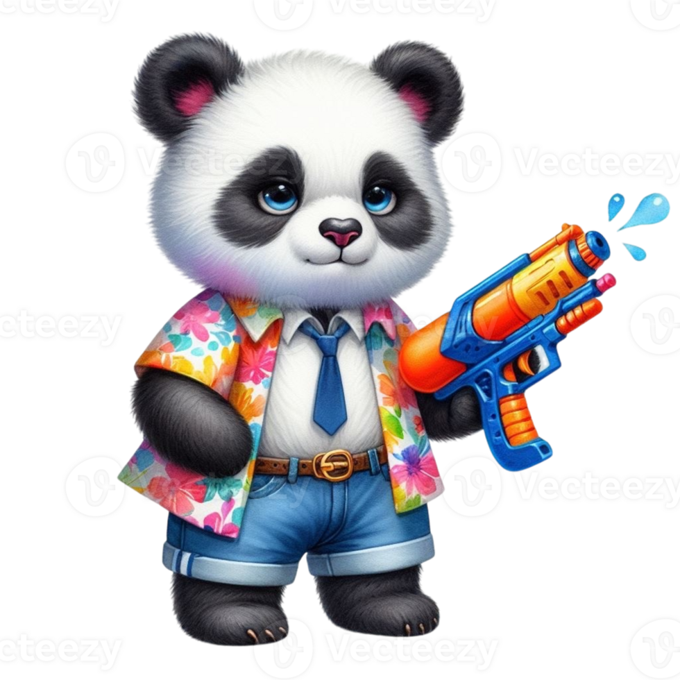 bear holding a toy water gun png