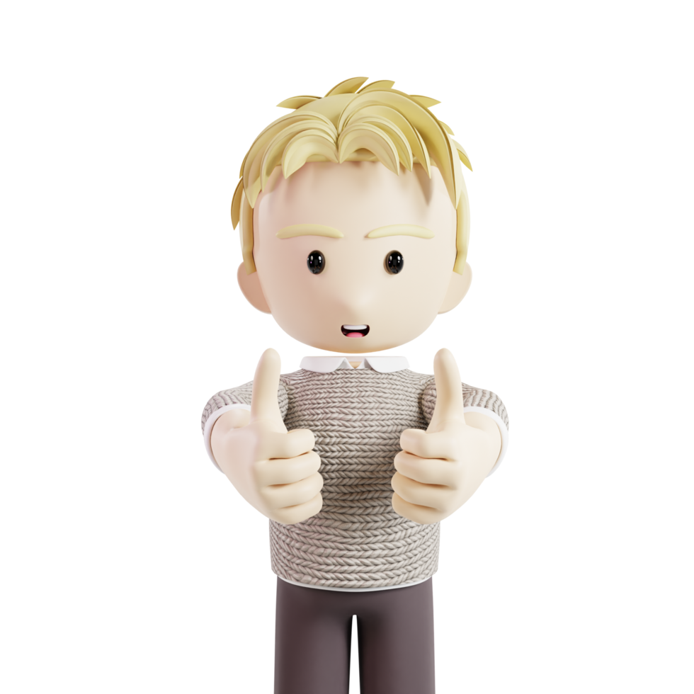 Man Showing Thumbs Up 3d Character png