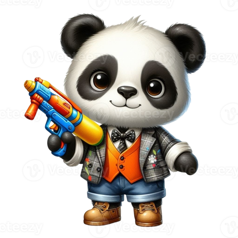 bear holding a toy water gun png