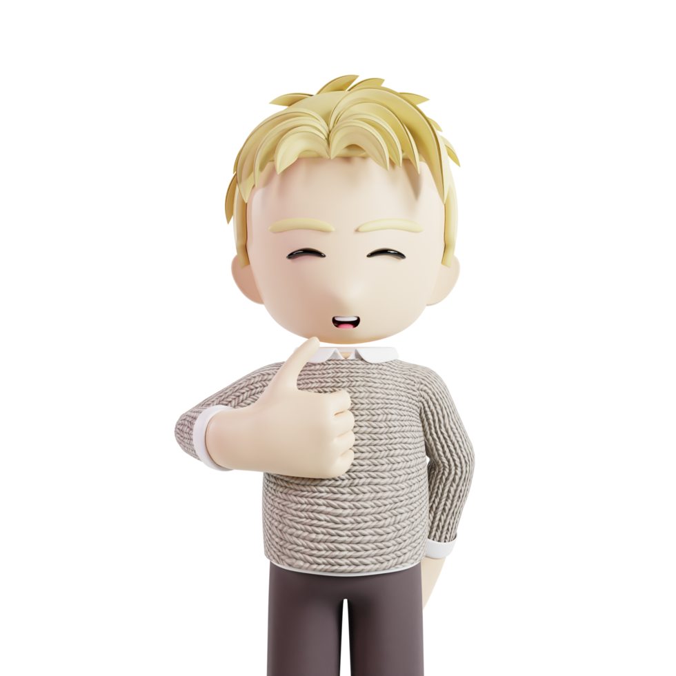 Man Showing Thumb Up 3d Character png