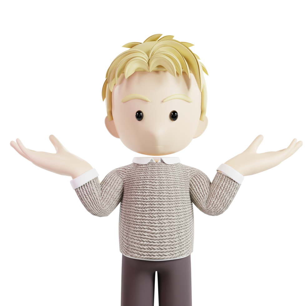 Man Shrug 3d Character png