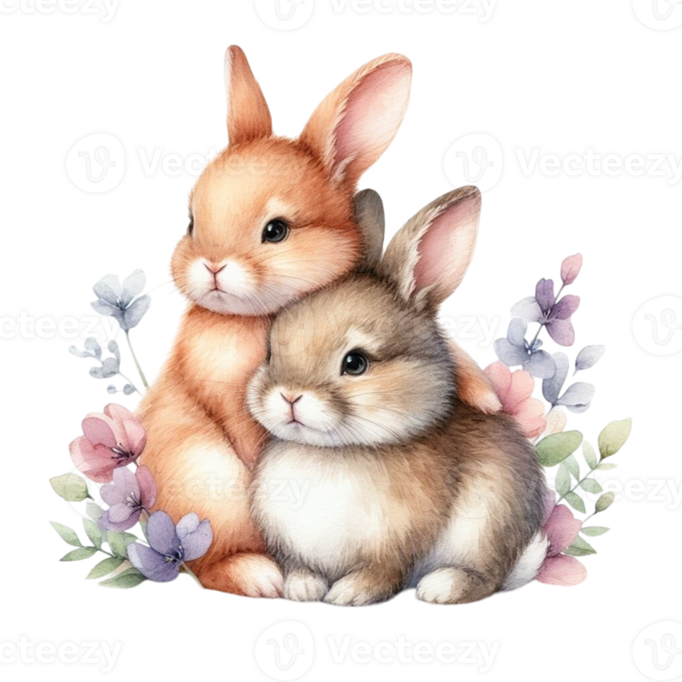 two cute rabbits png